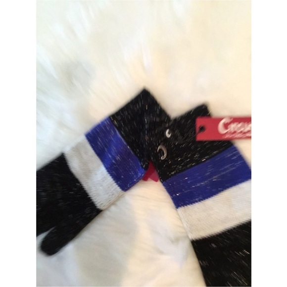 Circus By Sam Edelman Woman’s sparkle Stripe Gloves blue black white - Picture 8 of 10